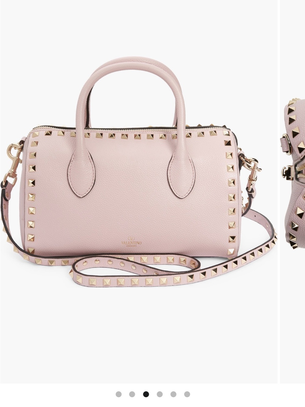 Valentino Pink Leather Rockstud Satchel with Gold Hardware